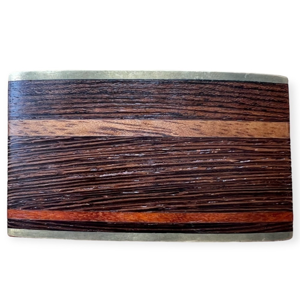 Desert Mountain Crafts Wooden Striped Brass Belt Buckle Tucson NM Brown